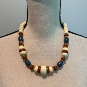 Vintage Tribal Southwestern Indian Necklace Beaded Gold Disc 21”